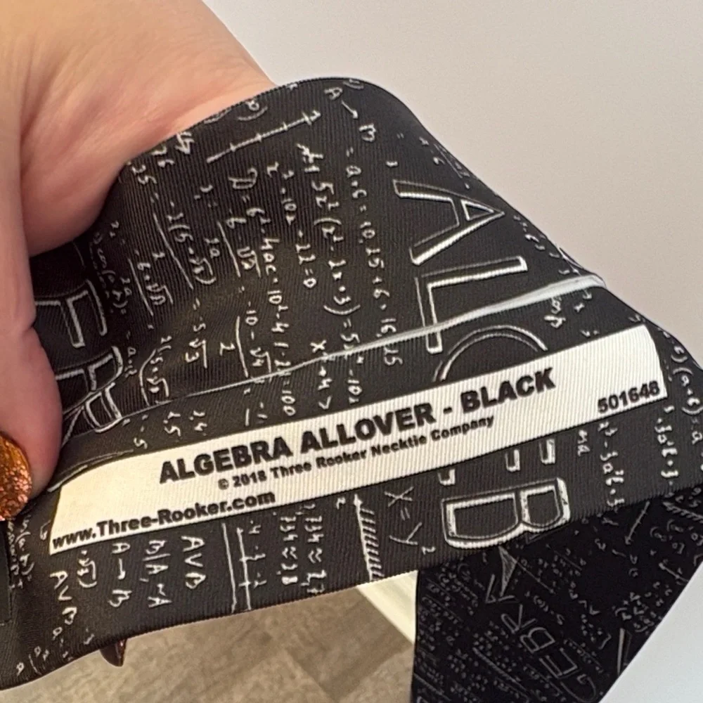 Three Rooker Algebra Allover Mathematics Black White Polyester Necktie Tie